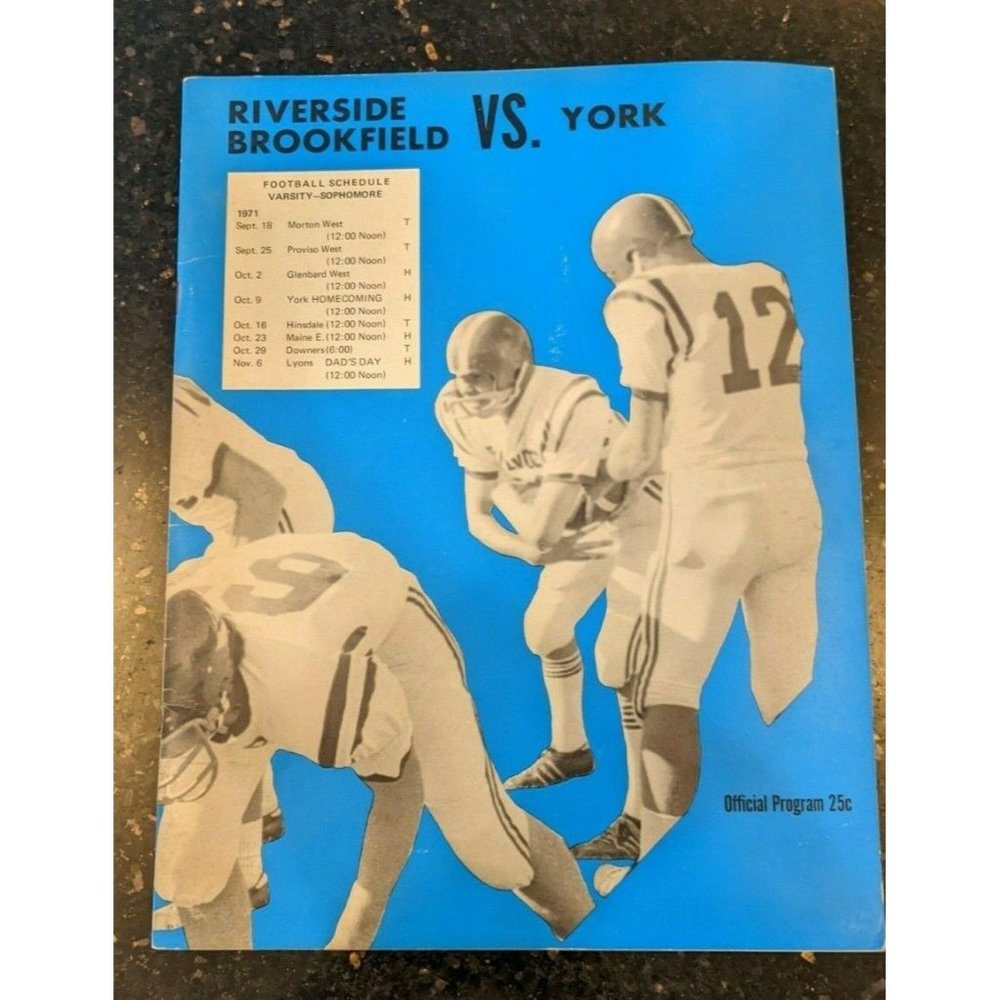 Vintage 1971 High School Football Program - RB Riverside Brookfield / York HS IL